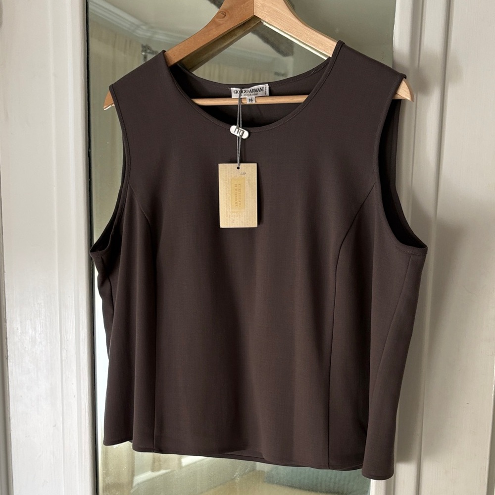 NWT Giorgio Armani Taupe Virgin Wool Sleeveless Top